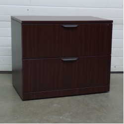 Dark Mahogany 2 Drawer Lateral Filing Cabinet, Locking